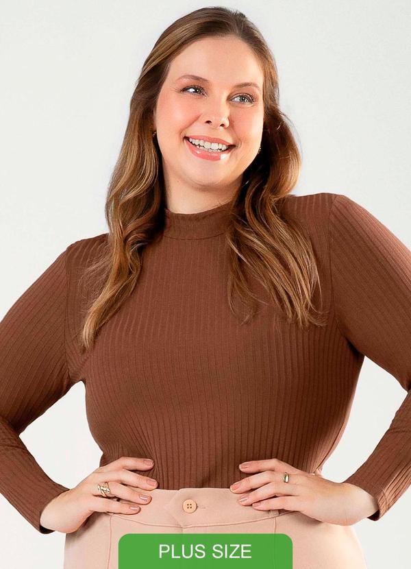 Cativa - Blusa de Manga Comprida Canelada Marrom 1