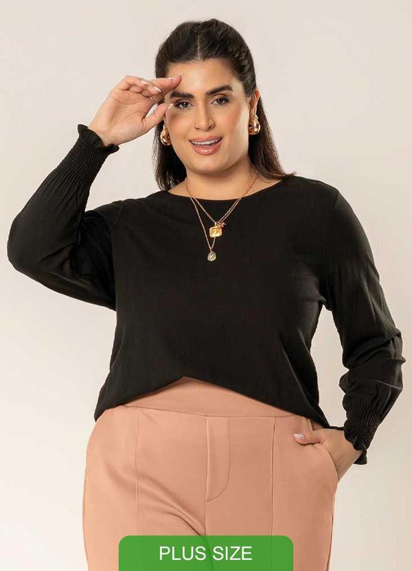 Cativa - Blusa de Manga Comprida e Estampa Rotativa Preto