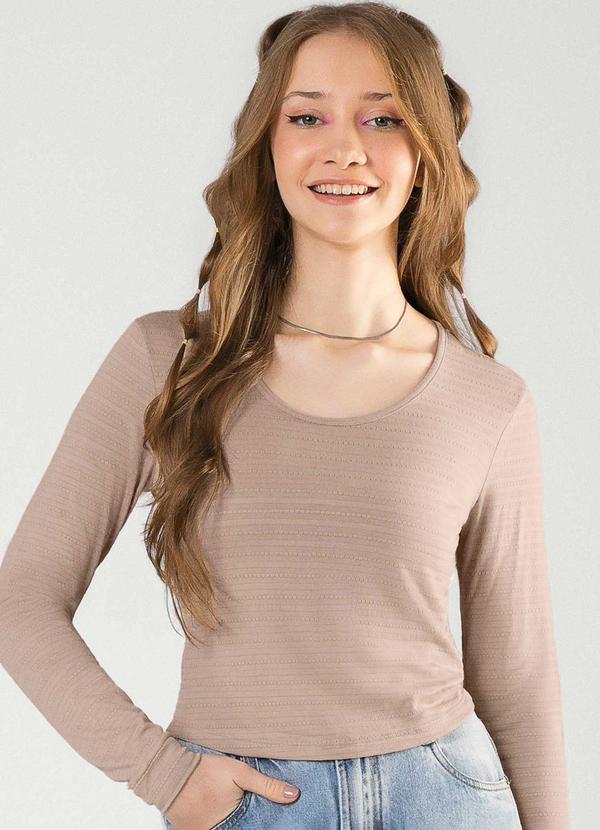 Cativa - Blusa de Manga Comprida Texturizada Marrom
