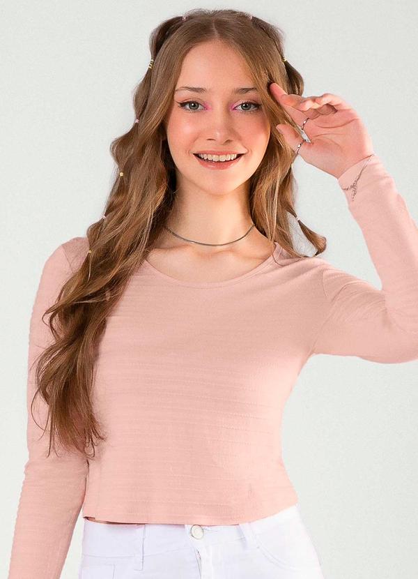 Cativa - Blusa de Manga Comprida Texturizada Rosa