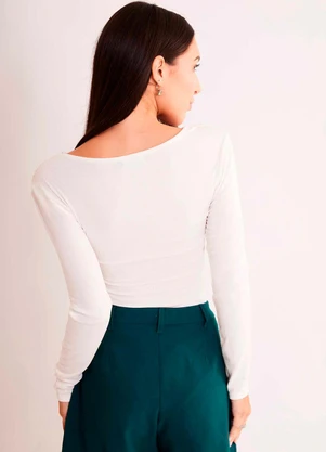 Sofie - Blusa de Manga Longa After Dusk em Ribana Branco - SOFIE
