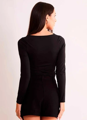 Sofie - Blusa de Manga Longa After Dusk em Ribana Preto - SOFIE