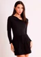 Sofie - Blusa de Manga Longa After Dusk em Ribana Branco - variação: Preto