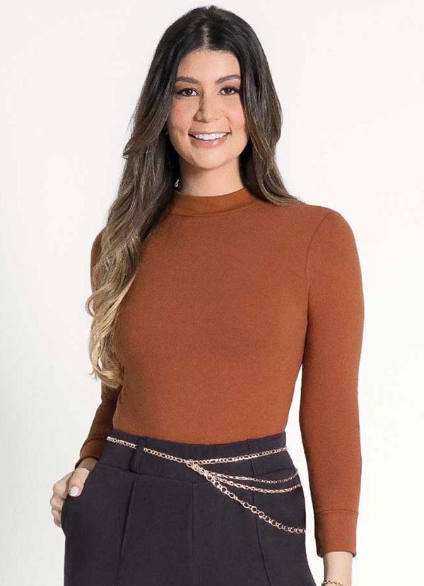 Habana - Blusa de Manga Longa com Gola Marrom