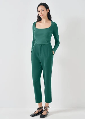 Sofie - Blusa de Manga Longa Decote Quadrado Verde - SOFIE