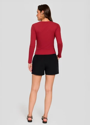 Sofie - Blusa de Manga Longa Decote Quadrado Vermelho - SOFIE