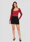 Sofie - Blusa de Manga Longa Decote Quadrado Preto - variação: Vermelho