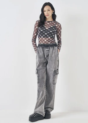 Sofie - Blusa de Manga Longa em Tule Preto - SOFIE