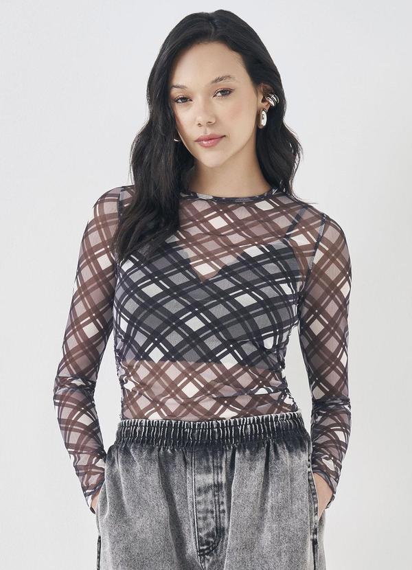 Sofie - Blusa de Manga Longa em Tule Preto