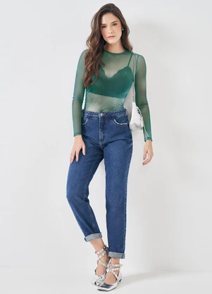 Sofie - Blusa de Manga Longa em Tule Verde - SOFIE
