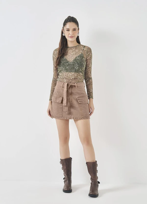 Sofie - Blusa de Manga Longa em Tule Verde