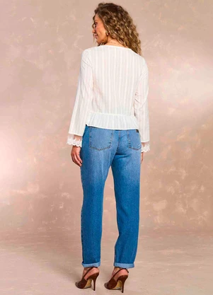 Doce Trama - Blusa de Manga Longa Jardim Boho Branco - DOCE TRAMA