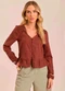 Doce Trama - Blusa de Manga Longa Jardim Boho Branco - variação: Marrom