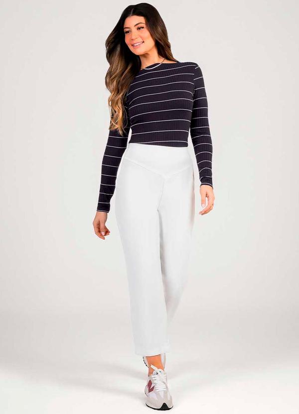 Cativa - Blusa de Manga Longa Listrada Preto 2