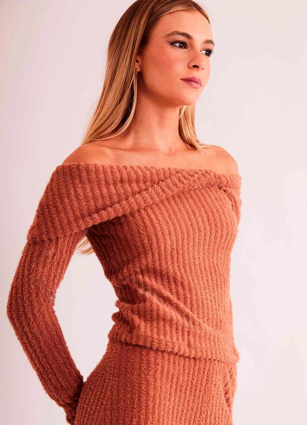 Sofie - Blusa de Manga Longa New Ease Ombro a Ombro em Mal