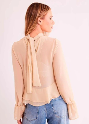Sofie - Blusa de Manga Longa Urban Frame em Plano Chiffon - SOFIE