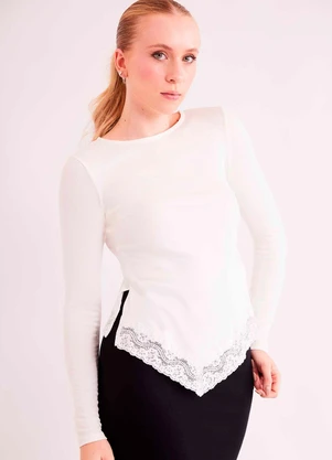 Sofie - Blusa de Manga Longa Urban Frame em Ribana Branco - SOFIE