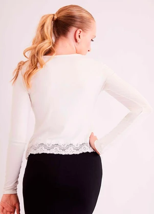 Sofie - Blusa de Manga Longa Urban Frame em Ribana Branco - SOFIE