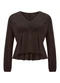 Lunender - Blusa de Mangas Longas com Decote em V Marrom - variação: Marrom