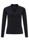 Lunender - Blusa de Mangas Longas com Decote em V Preto - variação: Preto
