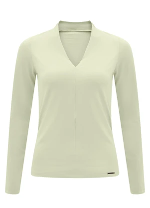 Lunender - Blusa de Mangas Longas com Decote em V Verde - LUNENDER