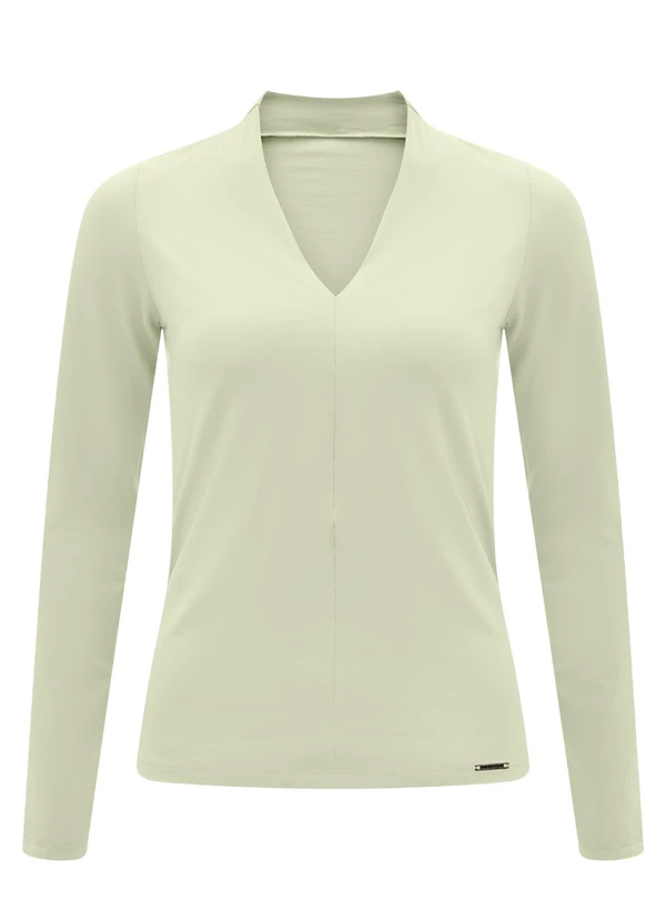 Lunender - Blusa de Mangas Longas com Decote em V Verde