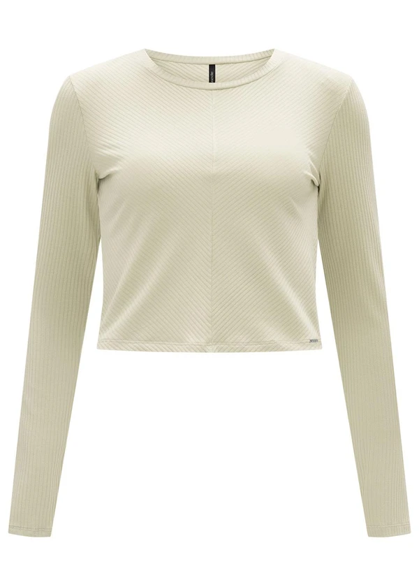 Lunender - Blusa de Mangas Longas com Gola Redonda Bege 5
