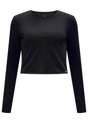 Lunender - Blusa de Mangas Longas com Gola Redonda Preto - LUNENDER