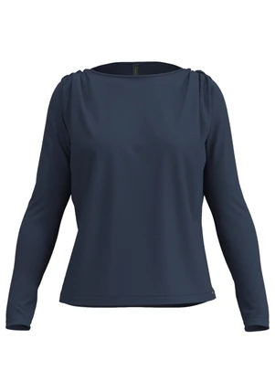 Lunender - Blusa de Mangas Longas com Ombros Franzidos Azul - LUNENDER