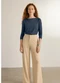 Lunender - Blusa de Mangas Longas com Ombros Franzidos Azul - variação: Azul
