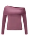 Lunender - Blusa de Mangas Longas com Sobreposição Off White - variação: Bordo