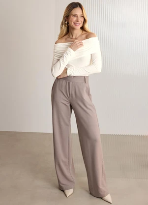 Lunender - Blusa de Mangas Longas com Sobreposição Off White - LUNENDER