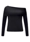 Lunender - Blusa de Mangas Longas com Sobreposição Off White - variação: Preto
