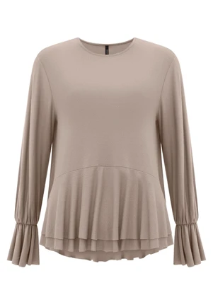 Lunender - Blusa de Mangas Longas em Malha Crepe Cinza - LUNENDER