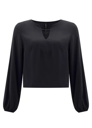 Lunender - Blusa de Mangas Longas em Viscose Preto - LUNENDER