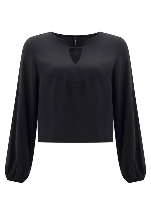 Lunender - Blusa de Mangas Longas em Viscose Preto