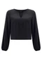 Lunender - Blusa de Mangas Longas em Viscose Bordo - variação: Preto