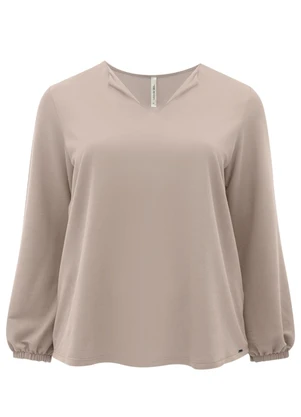 Lunender Mais Mulher - Blusa de Mangas Longas Plus Size em Malha Cinza - LUNENDER MAIS MULHER