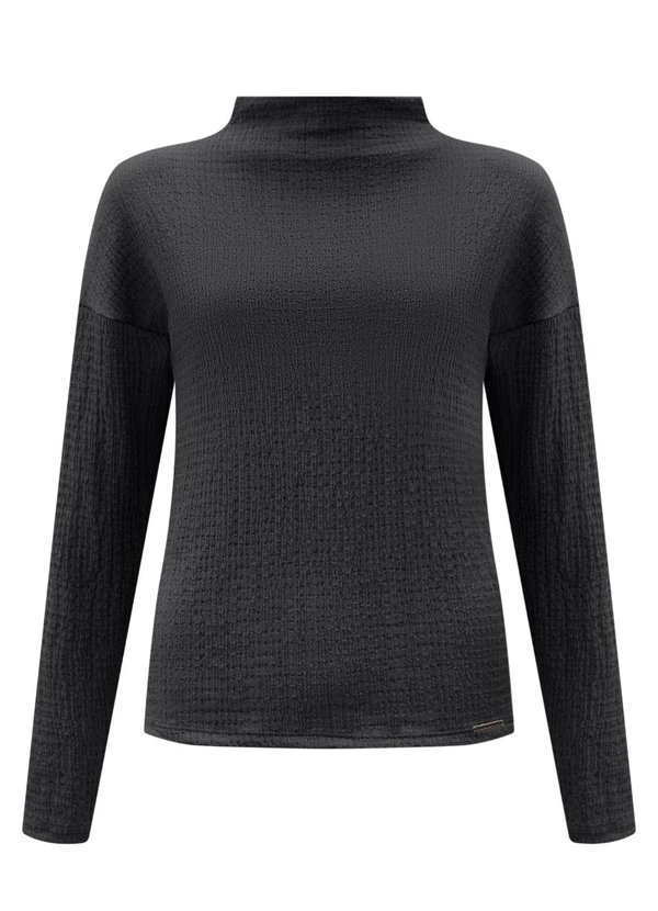 Lunender - Blusa de Mangas Longas Texturizada Cinza