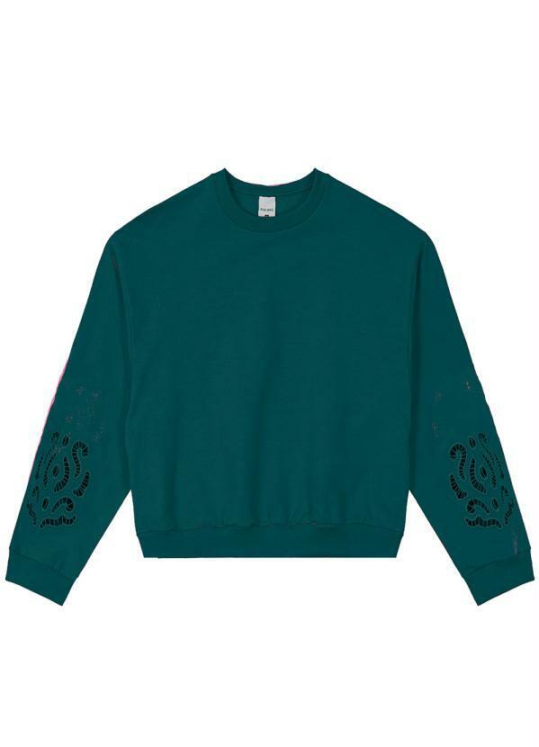 Malwee - Blusa de Moletom Flanelado com Bordado Verde