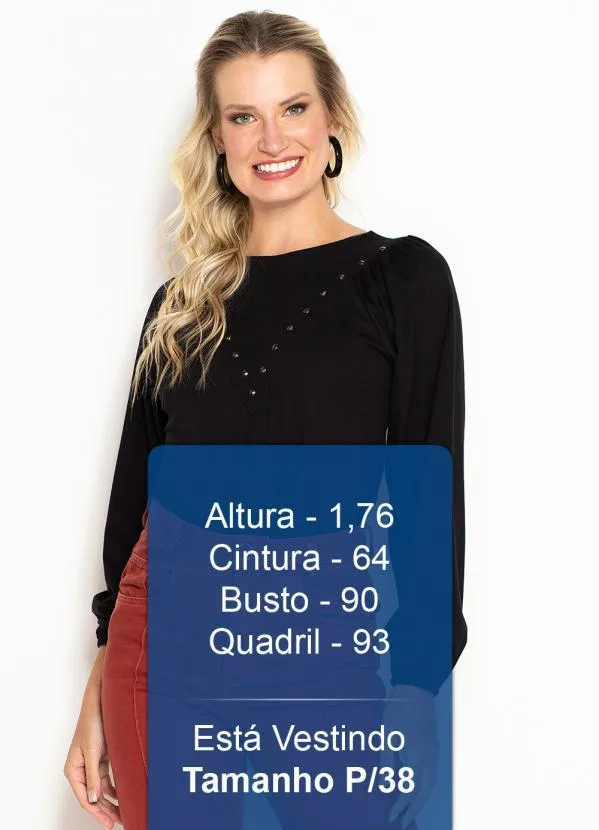 Maria Filó - Blusa de Moletom Manga Longa Metal Estrela Preto 5