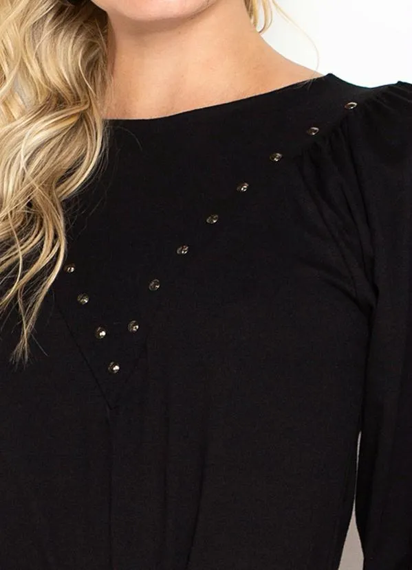 Maria Filó - Blusa de Moletom Manga Longa Metal Estrela Preto 6