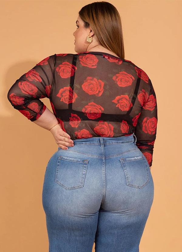 Outlet - Blusa de Tule Floral Preta 6