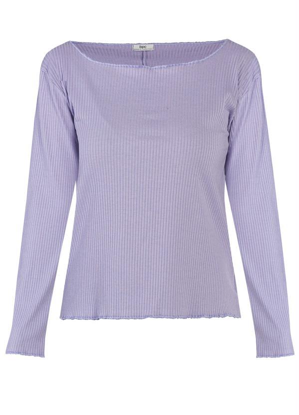 Outlet - Blusa Decote Canoa Manga Longa Lilás 2