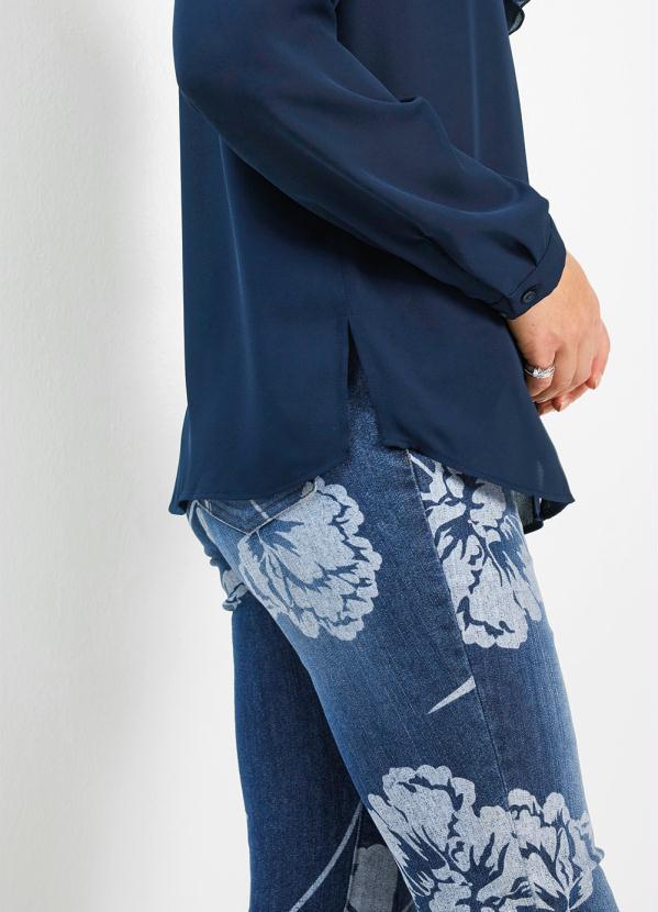 Outlet - Blusa Decote com Babados Azul Marinho 4