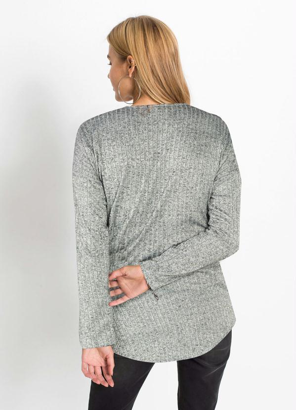 Queima Estoque - Blusa Decote com Zíper Alongada Cinza 5
