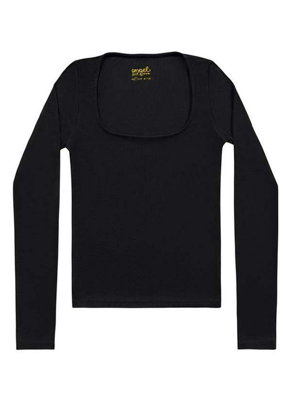 Angel - Blusa Decote Quadrad.M/Longa Basic Preto