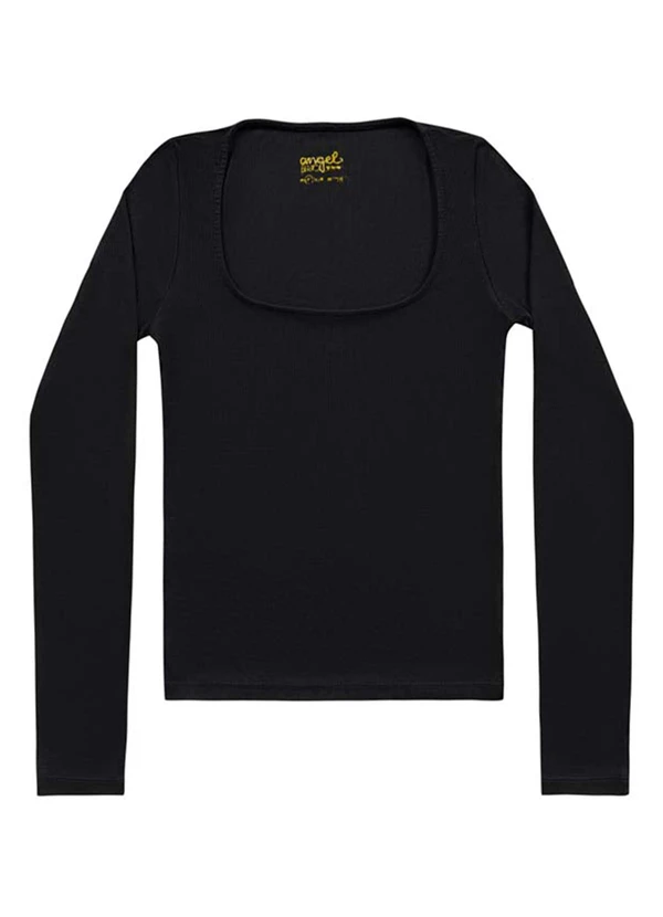 Angel - Blusa Decote Quadrad.M/Longa Basic Preto