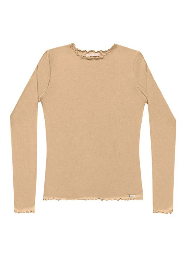 Angel - Blusa Decote Redondo M/Longa Basic Bege