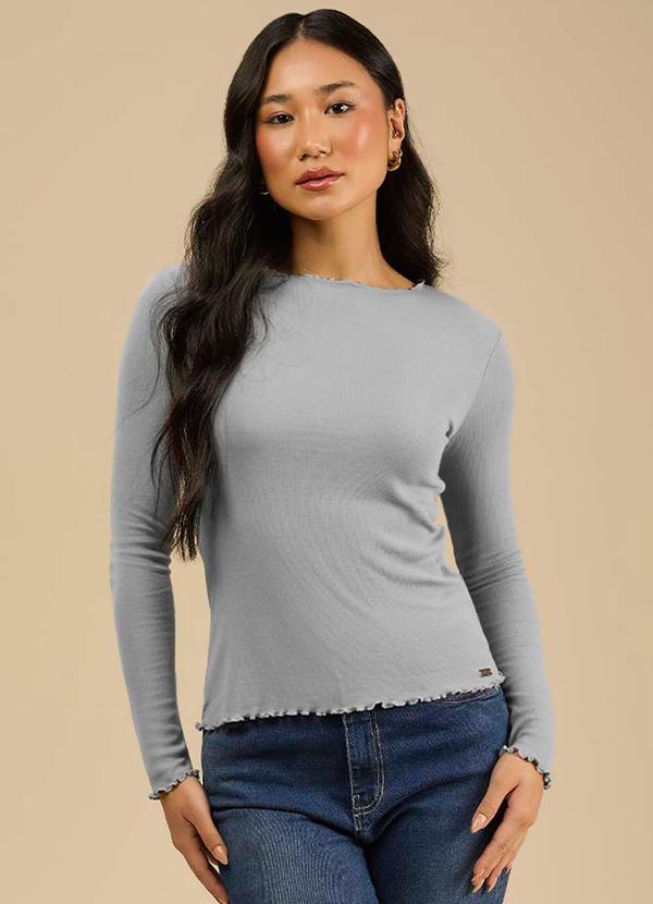Angel - Blusa Decote Redondo M/Longa Basic Cinza